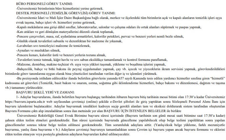 4 Isparta Uygulamalı Bilimler Üniversitesi Kpss Ile 10 Sözleşmeli Personel Alacak