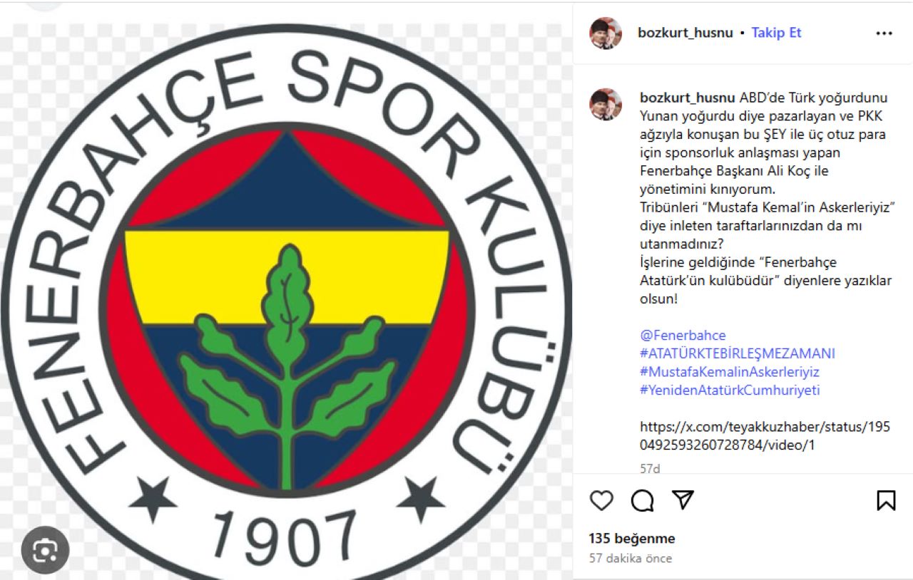ADD Başkanı Hüsnü Bozkurt’tan Ali Koç’a Chobani Tepkisi!