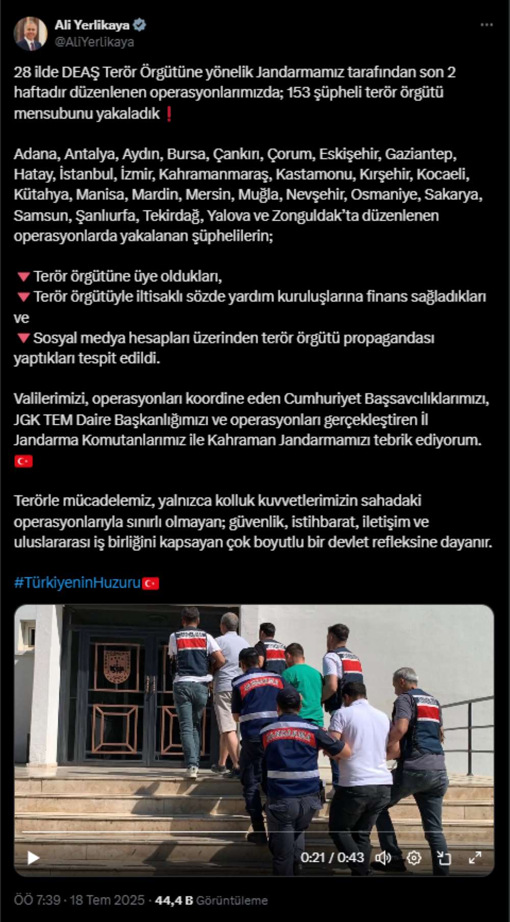 Antalya Dahil 28 İlde IŞ*D Operasyonu! 153 Şüpheli Yakalandı
