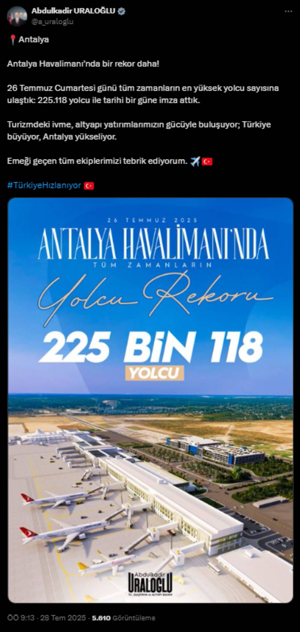 Antalya Havalimanı'nda Tüm Zamanların Yolcu Rekoru Kırıldı