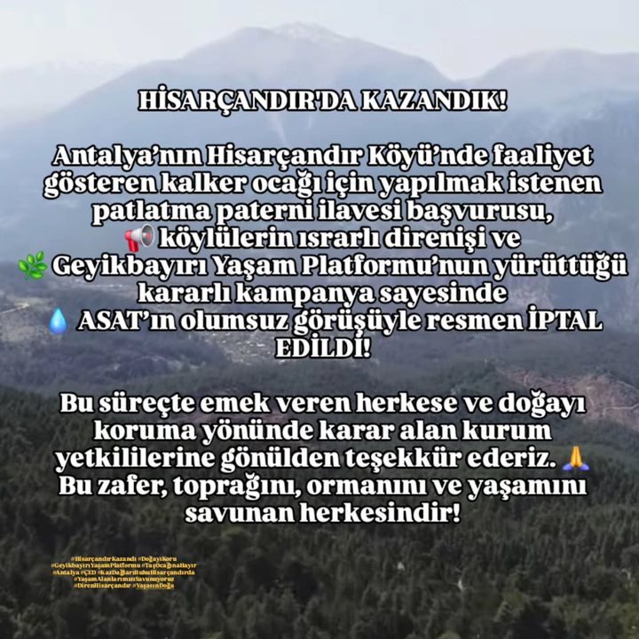 Antalya Hisarçandır'da Çevre Zaferi! Ormandaki Kalker Ocağına Patlatma İzni Çıkmadı 1