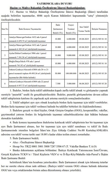 Antalya Manavgat’ta 2 Büyük Hazine Arazisi Satışa Çıkarıldı! Detaylar Belli Oldu 3