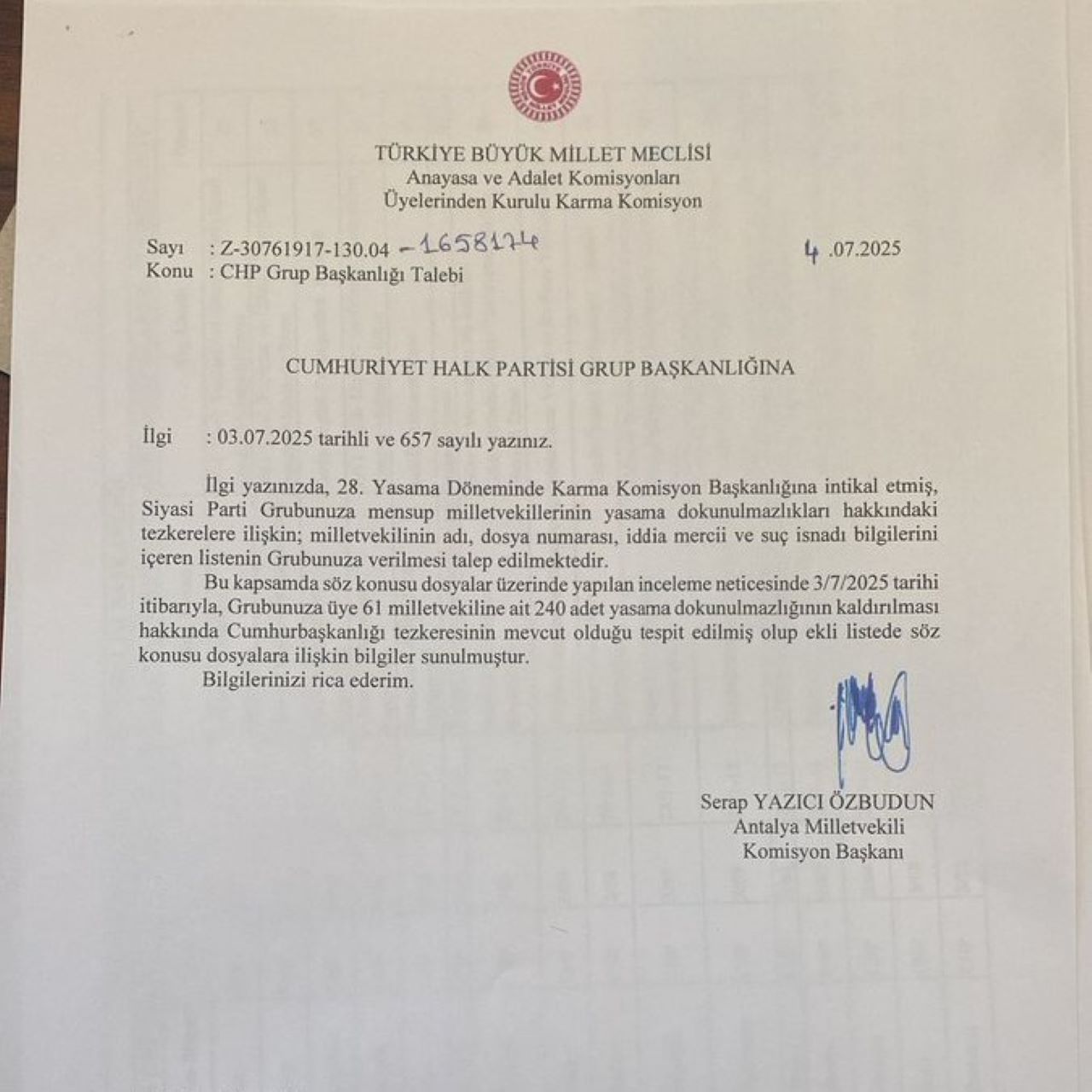 Antalya Milletvekili Özbudun’dan CHP’ye Dokunulmazlık Şoku!