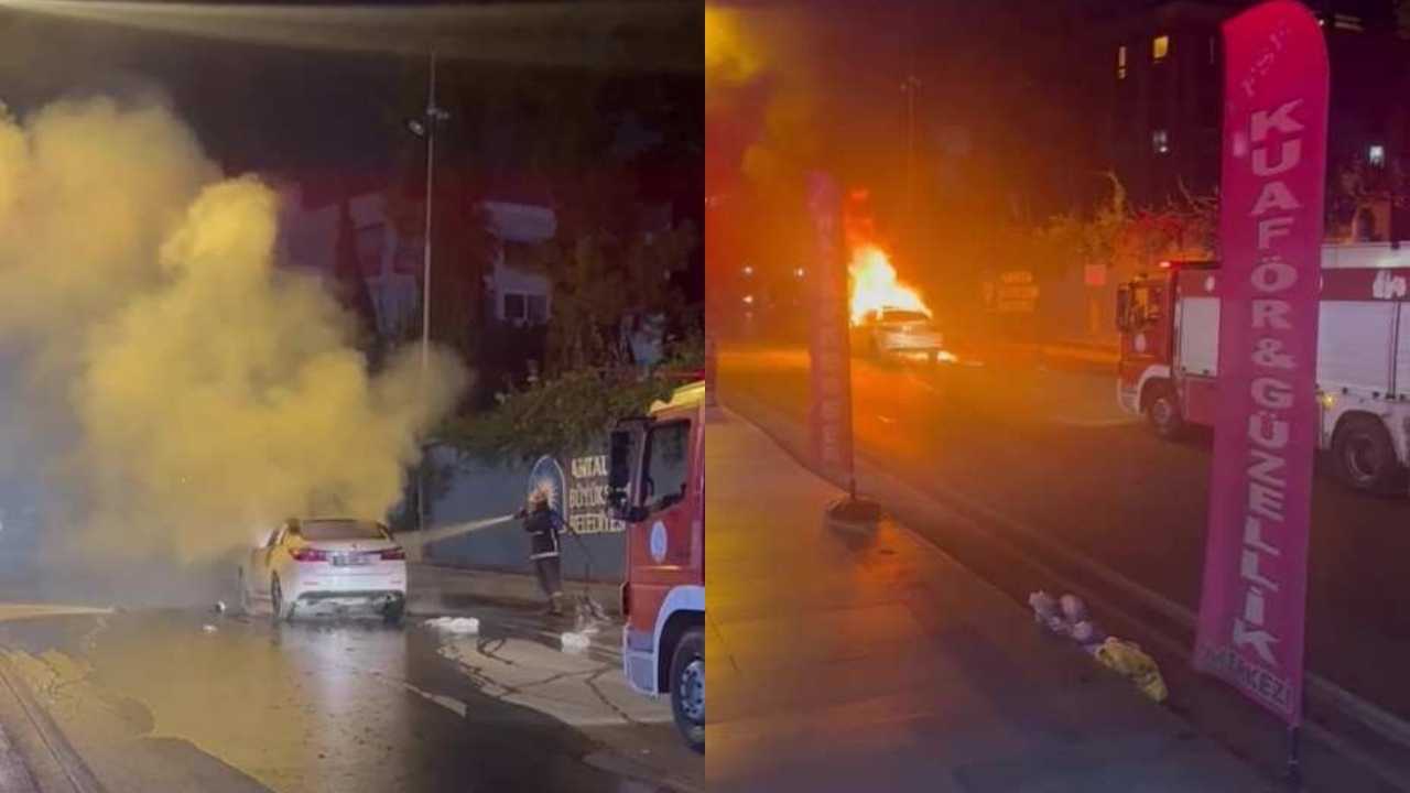Antalya Muratpaşa’da Seyir Halindeki Araç Alev Topuna Döndü 2