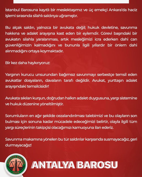 Avukata Slahlı Saldırı Antalya Barosu Ayakta1