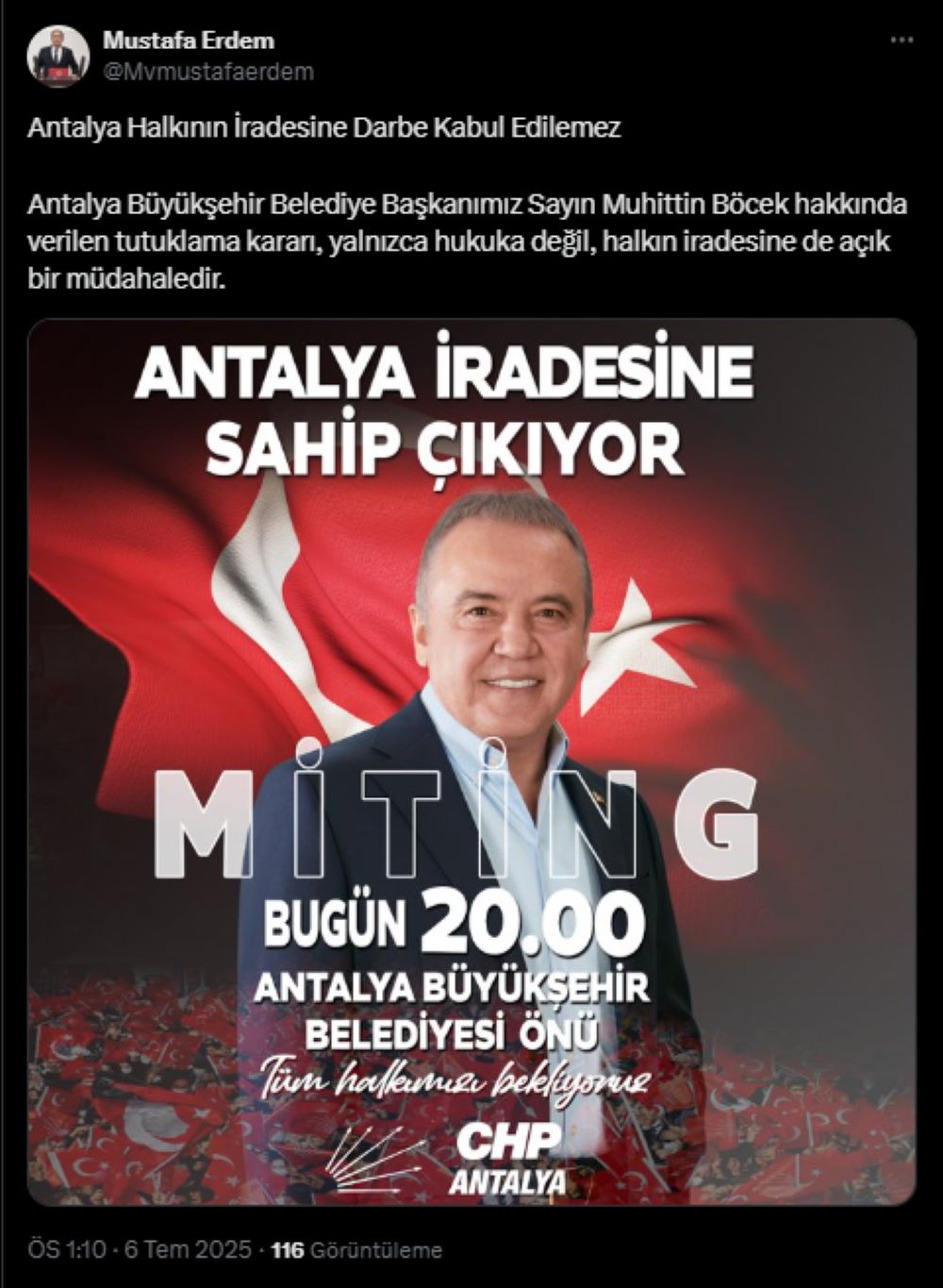 CHP Antalya’da "İradeye Sahip Çık" Çağrısı