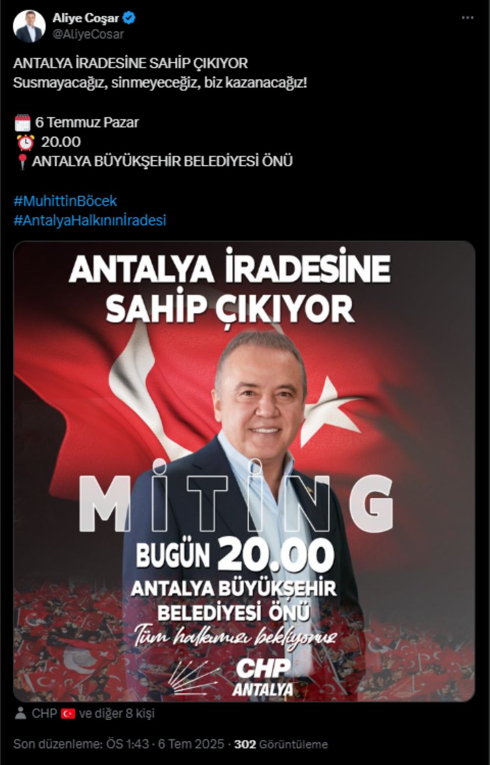 CHP Antalya’da "İradeye Sahip Çık" Çağrısı