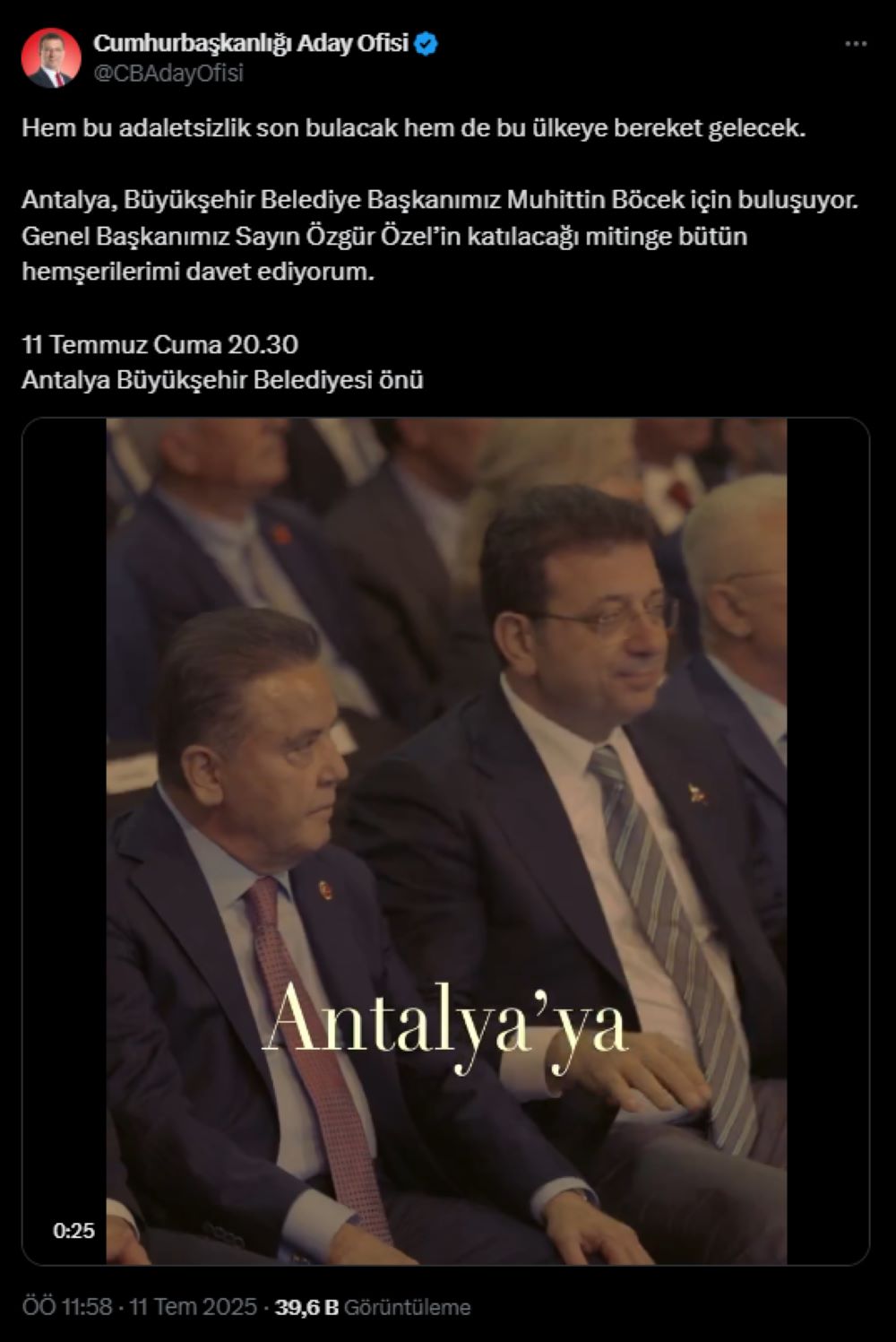 İmamoğlu'ndan Antalya’ya Miting Çağrısı!