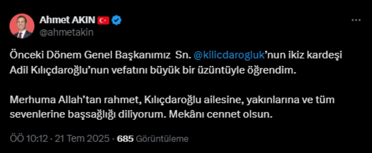 Kılıçdaroğlu'nun İkizi Hayatını Kaybetti