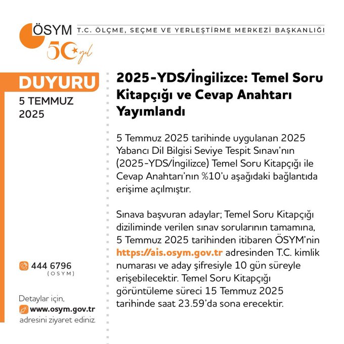 Ösym’den Duyuru Yds 2025 Cevap Anahtarı Açıklandı121