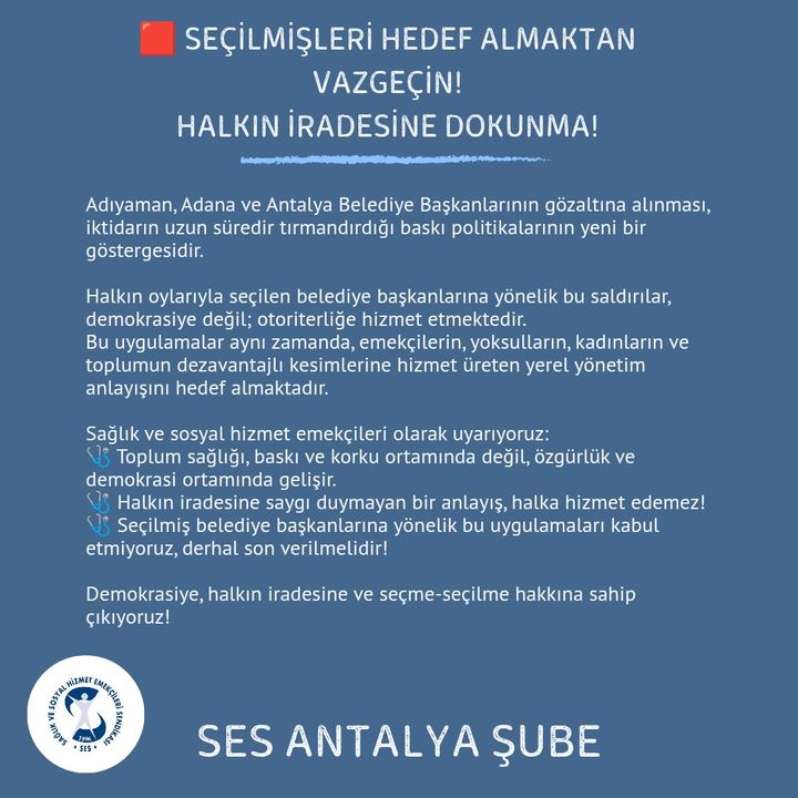Ses Antalya’dan Gözaltılara Sert Tepki Halkın İradesine Dokunmayın! 2