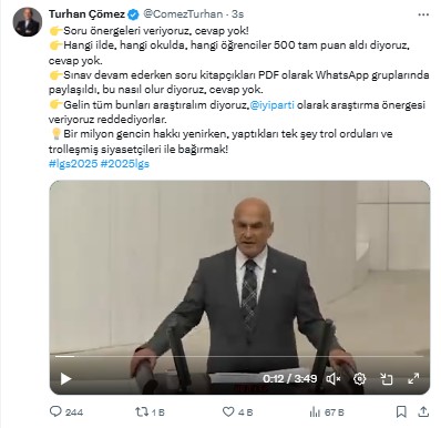 Turhan Çömez’den Lgs'de Şaibe İddiası! Antalya’daki İmam Hatip De Listede 5