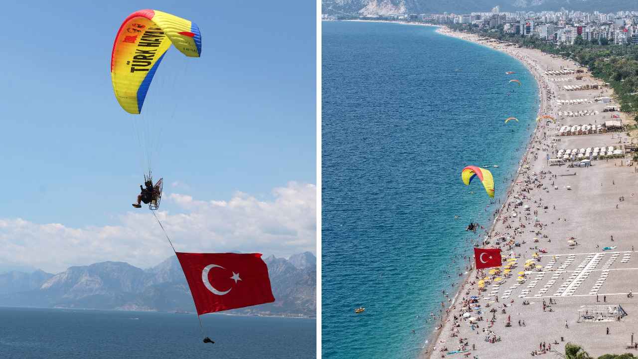 THK Antalya'da Dev Türk Bayrağı ve Atatürk Posteri Açtı 4