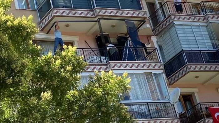 Burdur’da Tehlikeli Balkon Mesaisi Yürekleri Ağza Getirdi!