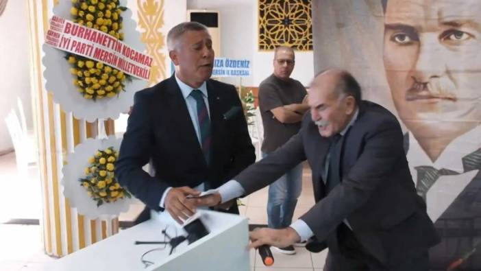 İYİ Parti Tarsus Kongresi’nde Gerginlik! Konuşma Kürsüsü Devrildi