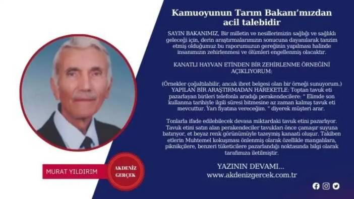 Kamuoyunun Tarım Bakanı’mızdan acil talebidir