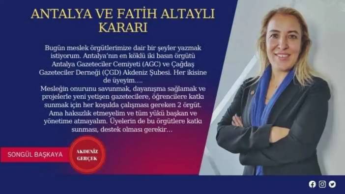 Antalya ve Fatih Altaylı Kararı