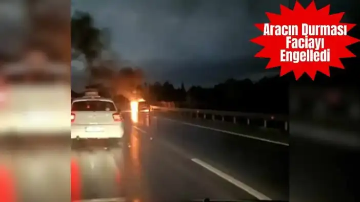 Manavgat’ta Otomobil Alev Alev Yandı! Sürücü Faciayı Önledi