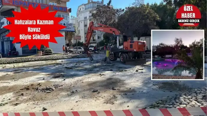 Antalya 8 Mart Parkı’nda Havuz Yıkımına Devam!