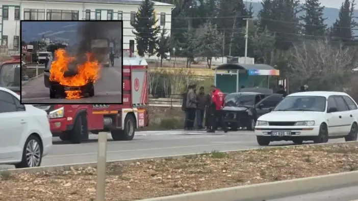 Mersin’de Alev Alan Araç Dakikalar İçinde Küle Döndü!