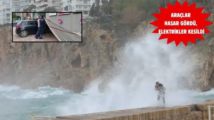 Antalya’da Fırtına Kabusu: Çatılar Uçtu, Dev Dalgalar Falezleri Dövdü!