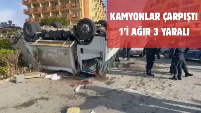 Alanya’da Çöp Kamyonu Çarpışma Sonrası Takla Atarak Devrildi