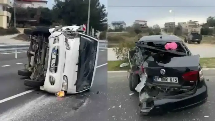 Manavgat'ta Emniyet Şeridindeki Otomobile Çarptı! 2 Kişi Yaralandı