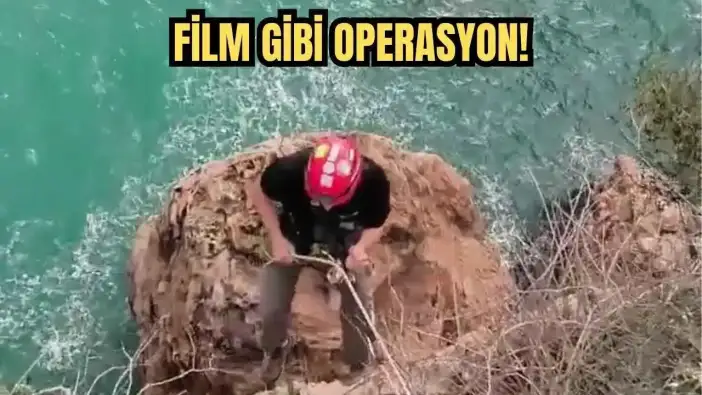 Film Gibi Operasyon! Antalya’da 30 Metrelik Falezlerde Kalan Kedi Kurtarıldı