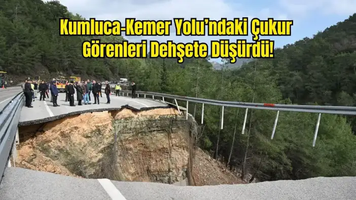 Kumluca–Kemer Yolunda Devasa Göçük! 10 Metrelik Çukur Ulaşımı Tek Şeride Düşürdü