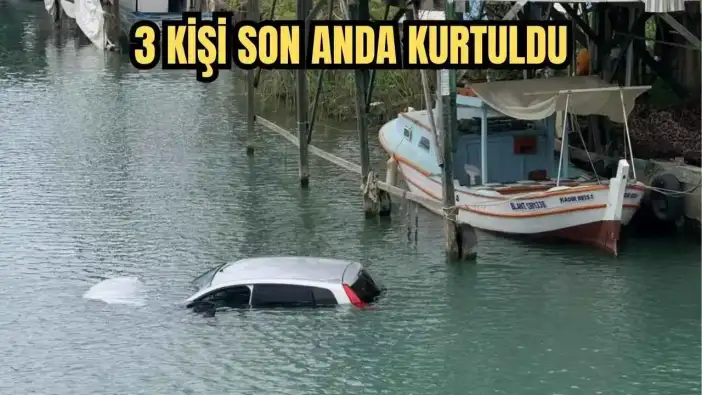 Serik'te Kontrolden Çıkan Otomobil Irmağa Uçtu! 3 Kişi Son Anda Kurtuldu