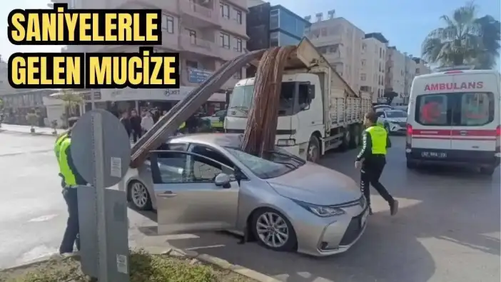 Manavgat'ta Ölümle Burun Buruna Geldiler! Demirler Otomobile Ok Gibi Saplandı