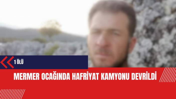 Mermer ocağında hafriyat kamyonu devrildi