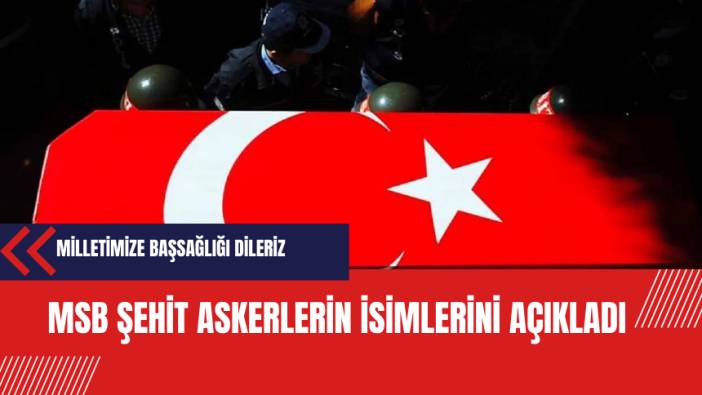 MSB şehit askerlerin isimlerini açıkladı