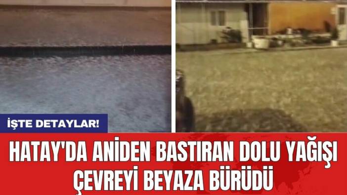 Hatay'da aniden bastıran dolu yağışı çevreyi beyaza bürüdü
