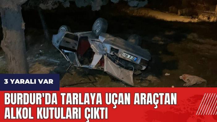 Burdur'da tarlaya uçan araçtan alkol kutuları çıktı