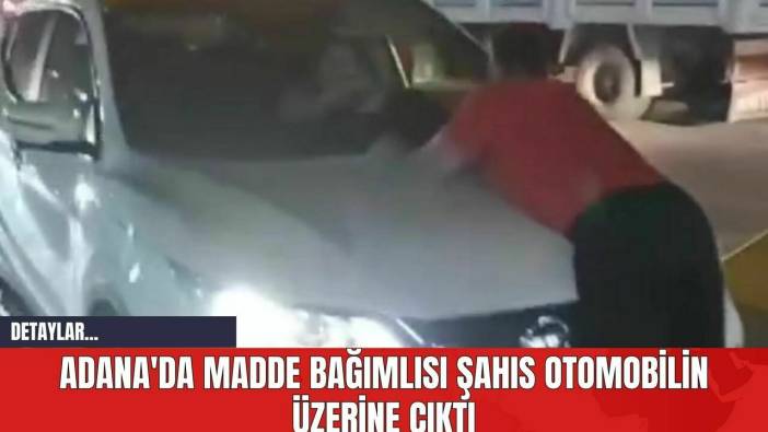 Adana'da Madde Bağımlısı Şahıs Otomobilin Üzerine Çıktı