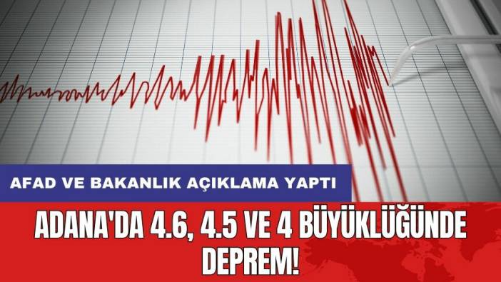 Adana'da 4.6, 4.5 ve 4 büyüklüğünde deprem! AFAD ve Bakanlık açıklama yaptı