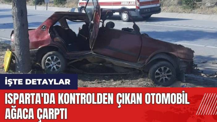 Isparta'da kontrolden çıkan otomobil ağaca çarptı