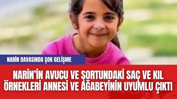 Narin’in avucu ve şortundaki saç ve kıl örnekleri annesi ve ağabeyinin DNA'sı ile uyumlu çıktı