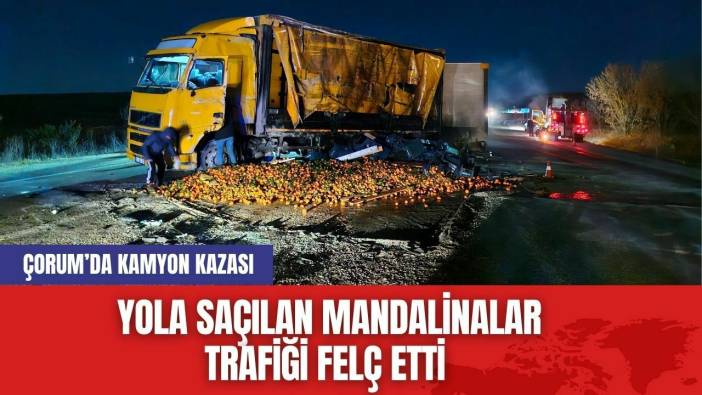 Çorum’da Kamyon Kazası: Yola Saçılan Mandalinalar Trafiği Felç Etti