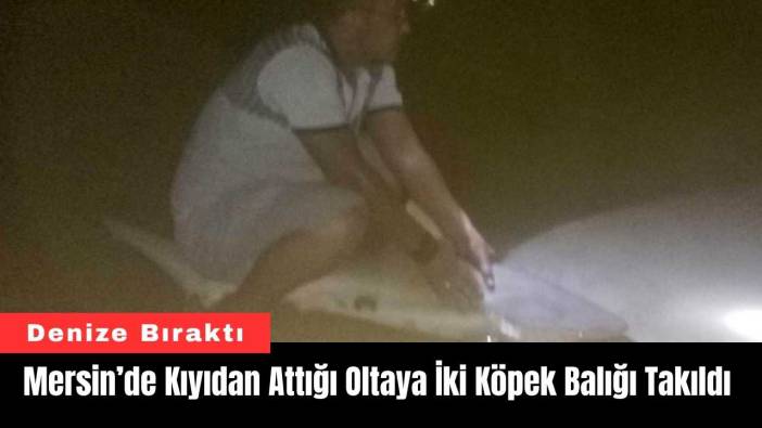 Mersin’de Kıyıdan Attığı Oltaya İki Köpek Balığı Takıldı