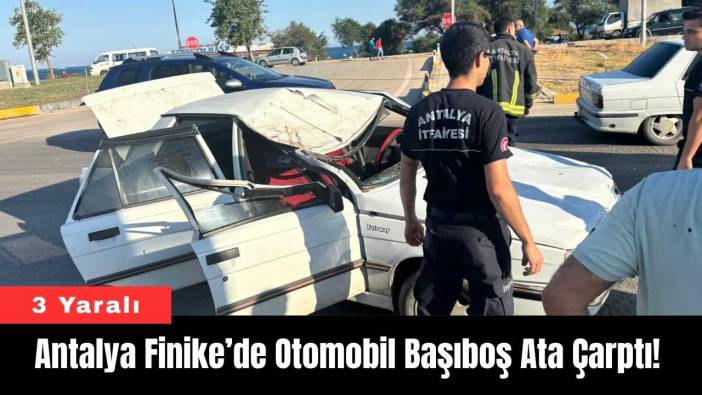Antalya Finike’de Otomobil Başıboş Ata Çarptı! 3 Yaralı