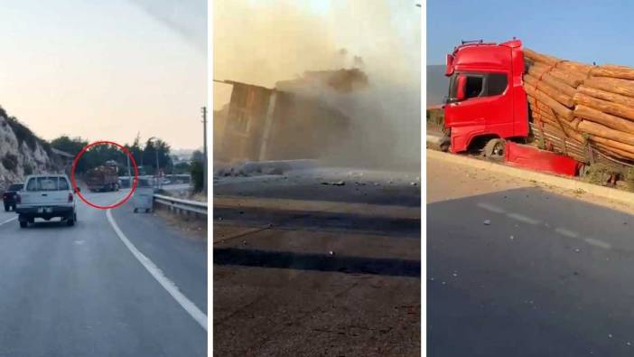 Finike'de Kaza Geliyorum Dedi! Tomruk Yüklü TIR Böyle Devrildi
