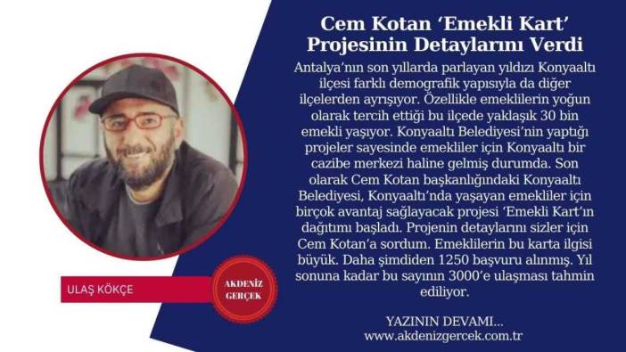 Cem Kotan ‘Emekli Kart’ Projesinin Detaylarını Verdi