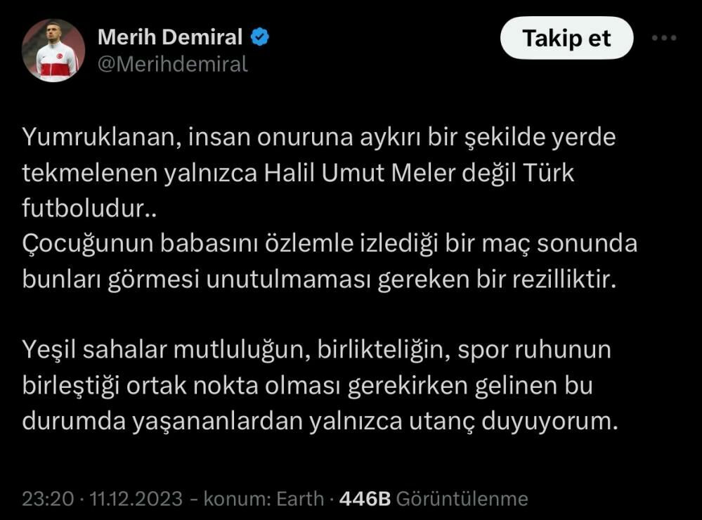 Milli futbolcular hakem saldırısını kınadı