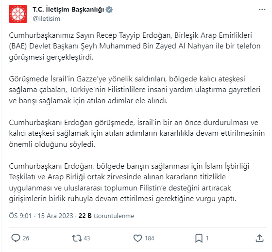 Cumhurbaşkanı Erdoğan BAE Devlet Başkanı Al Nahyan ile görüştü