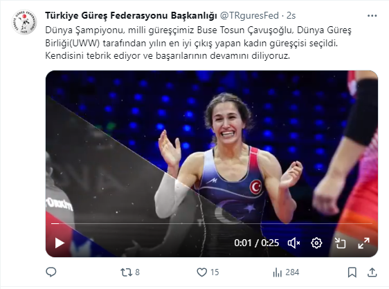 Dünya Şampiyonu Buse Tosun Çavuşoğlu yılın en iyi çıkış yapan kadın güreşçisi seçildi