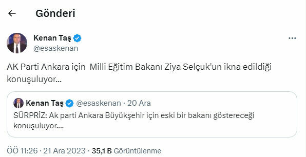 Kenan Taş'ın Iddiası