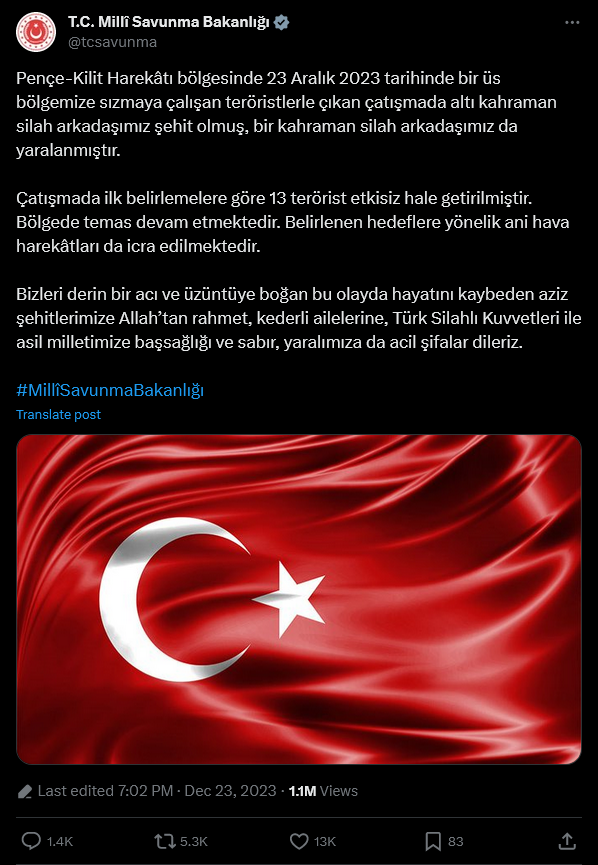 Pençe Kilit Harekatı Bölgesinde Çıkan Çatışmada 6 Asker Şehit Oldu (2)