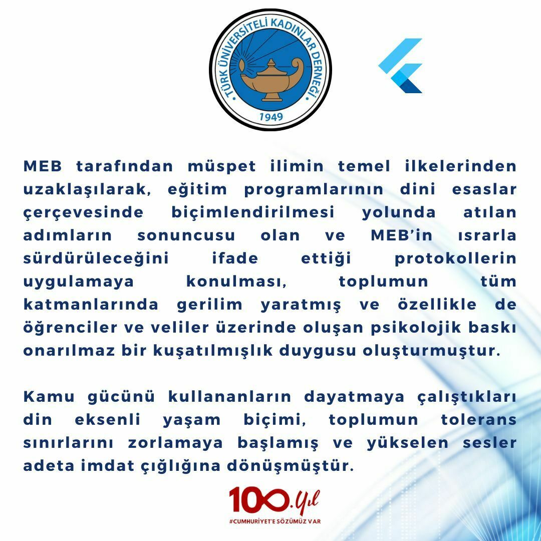 Türkiye Üniversiteli Kadınlar Derneği'nden Milli Eğitim Bakanı'na Tarikat Ve Cemaatlerle Işbirliği Tepkisi! (2)